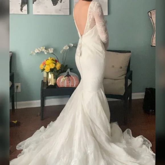 princess polly baby blue dress David's Bridal | Dresses | Nwt Zac Posen Davids Bridal Long Sleeve Wedding  Dress Sz 8
